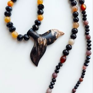Palm Root mermaid tail gemstone pendant beads necklace, gemstone necklace